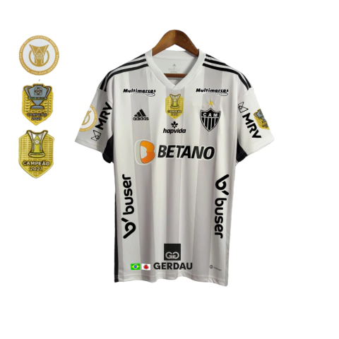Camisa Atlético Mineiro II 22/23 Torcedor Masculina - Branca com todos os patrocínios e patchs