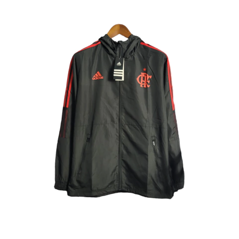 Jaqueta Corta-Vento Flamengo 21/22 Masculina Adidas - Preta com detalhes em vermelho