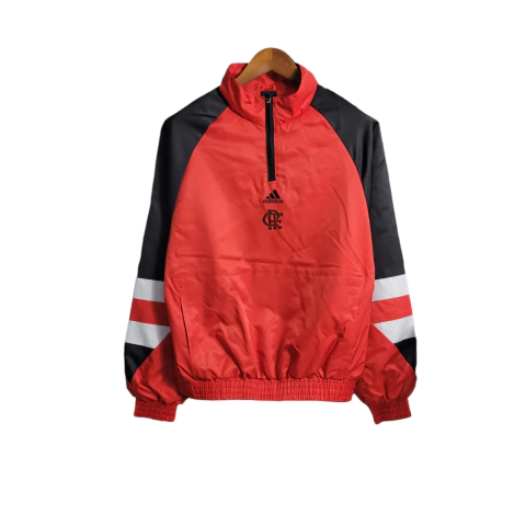Jaqueta Corta-Vento Flamengo 23/24 Masculina Adidas - Vermelha com simbolo centralizado na cor preta