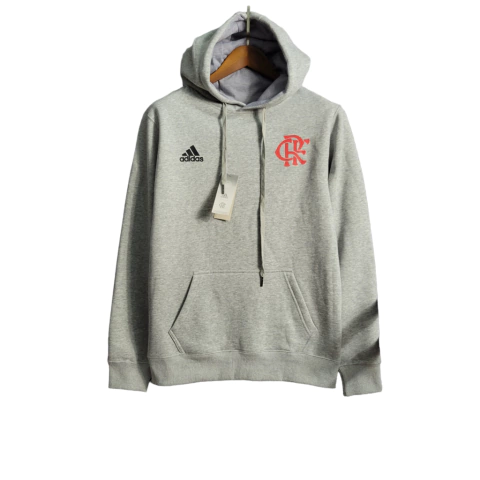 Jaqueta Corta-Vento Flamengo 23/24 Masculina Adidas - Cinza com detalhes em preto e vermelho