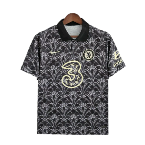 Camisa Chelsea Edição Especial 22/23 - Torcedor Nike Masculina - Preto com detalhes cinza e dourado