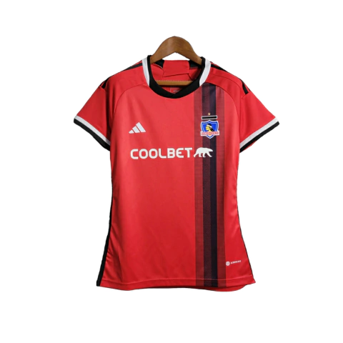 Camisa Colo Colo II 23/24 - Feminina Adidas - Vermelha com detalhes em branco e preto