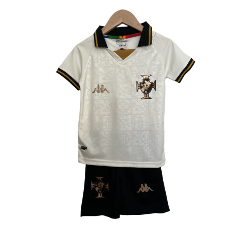 Kit Infantil Vasco da Gama II Kappa 22/23 - Branco com detalhes em dourado e preto
