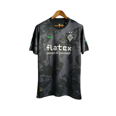 Camisa Borussia Mönchengladbach Il 22/23 - Torcedor Puma Masculina - Preta com detalhes em verde e branco
