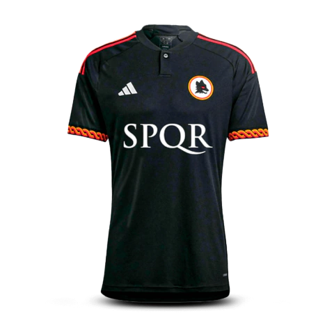 Camisa Roma III 23/24 - Torcedor Adidas Masculina - Preta com detalhes em vermelho e amarelo