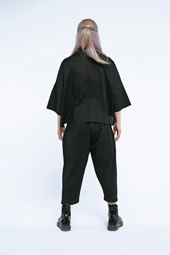 CAMISA BAIKARA CROPPED POPLIN BLACK - Panni Margot