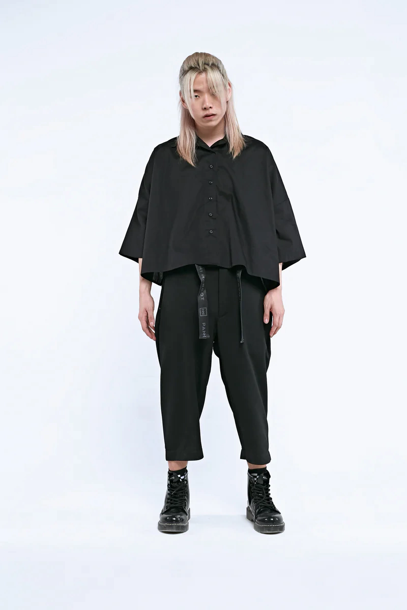 CAMISA BAIKARA CROPPED POPLIN BLACK thumbnail 3