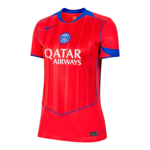 Camisa Paris Saint-Germain Third III 25/26 - Torcedor Nike Feminina - Vermelha e azul