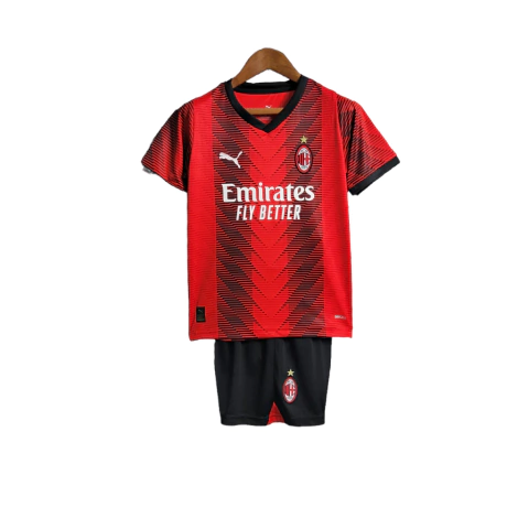 Kit Infantil AC Milan Home I 23/24 - Puma - Vermelho e Preto