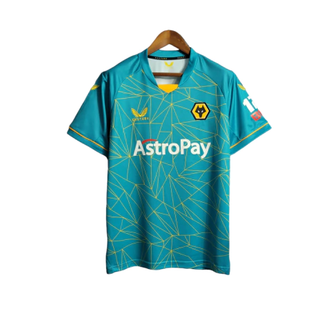 Camisas Wolverhampton Away II 22/23 - Torcedor Castore Masculina - Azul com detalhes em amarelo