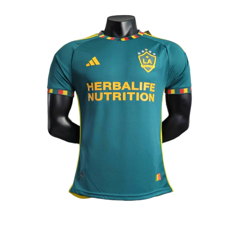 Camisa LA Galaxy Away II 23/24 -Jogador Adidas Masculina - Verde com detalhes amarelo e vermelho