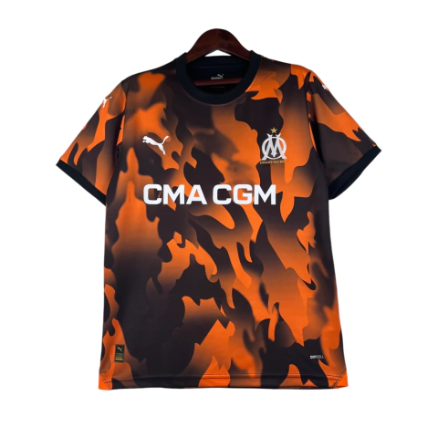 Camisa Olympique Marseille Third III 23/24 - Torcedor Puma Masculina - Laranja com detalhes em preto