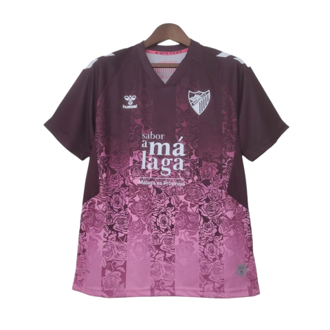 Camisa Málaga Away II 22/23 - Torcedor Hummel Masculina - Vinho e rosa
