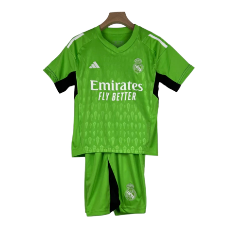 Kit Infantil Real Madrid Goleiro Adidas 23/24 - Verde com detalhes em branco
