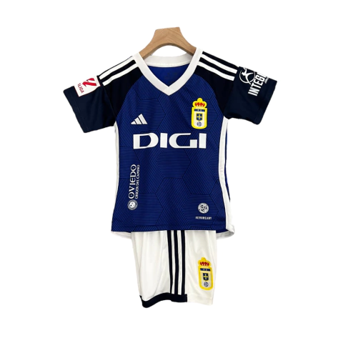 Kit Infantil Oviedo Home I Adidas 23/24 - Azul com detalhes em branco e preto