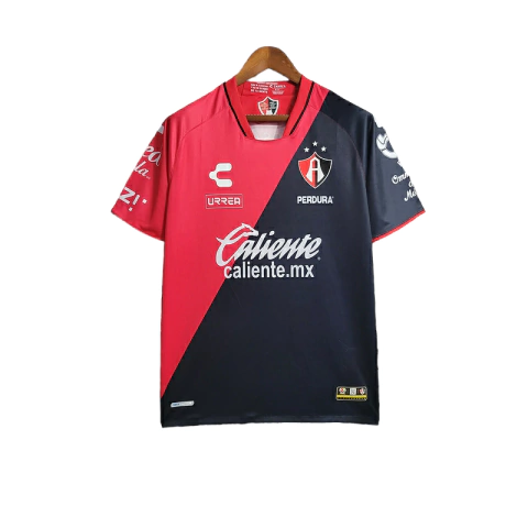 Camisa Atlas do México Home I 23/24 - Torcedor Surtek Masculina - Vermelha com detalhes em preto