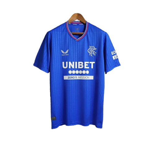 Camisa Rangers Home I 23/24 - Torcedor Castore Masculina - Azul com detalhes em branco e vermelho