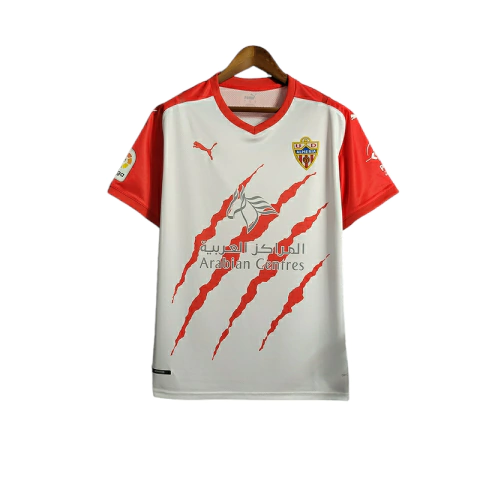 Camisa Almeria Home I 22/23 - Torcedor Puma Masculina - Branca com detalhes em vermelha e amarela
