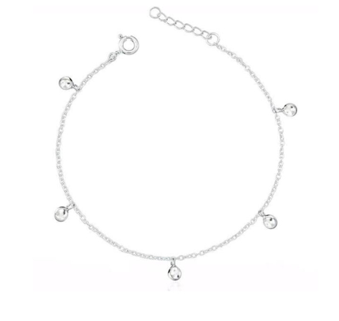 Tornozeleira de zirconias penduradas