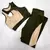 Legging Move + Top Kátia Bicolor Compressão Verde Militar e Off-White - Moda Fitness Direto da Fábrica para Revenda, no Atacado