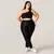 Legging Clássica + Top Letícia Bicolor Compressão Preto e Champagne