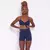 Short Cross + Top Luara Suplex Poliamida Azul Marinho