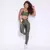 Legging Slim + Top Aline Bicolor Compressão Verde Militar e Off-White