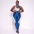 Legging Move + Top Kátia Bicolor Compressão Azul Cobalto e Off-White