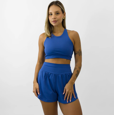 Conjunto Short Beach Club + Top Joelle Suplex Light Azul Profundo
