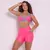 Short Bolso Meia-Lua + Top Anita Compressão Flamingo