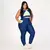 Legging Bolso + Top Clara Bicolor Compressão Night Blue e Pistache