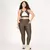 Legging Bolso + Top Clara Bicolor Compressão Marrom Gris e Off-White
