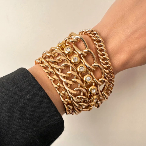 Pulseira Mix TAY Com Cristais Banhado em Ouro 18K