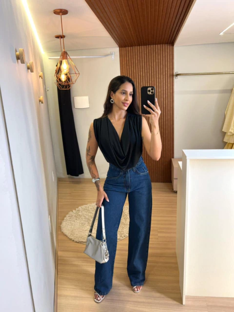 CALCA JEANS WIDE LEG