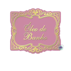 Etiqueta Relevo Quadrada Óleo de Banho Rosa e Ouro (3un)
