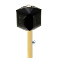 Vareta Quadrado Lapidado Preto com Strass 26x4mm (1un)