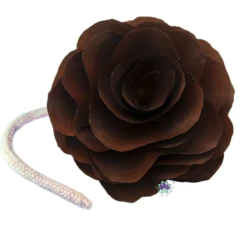 Flor de Madeira Cordão Marrom Media com Cordão (1Un)