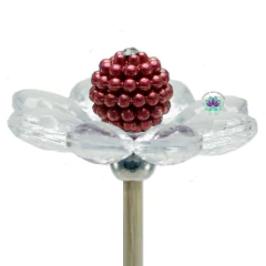 Vareta Flor Cristal Com Perolas Rosé Gold e Strass (1un)