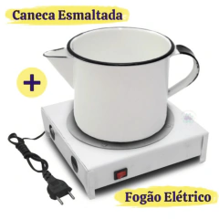 Kit Fogão Elétrico 500w +127v + Caneca Esmaltada 12cm