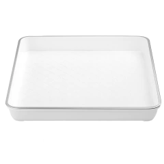 Bandeja Plástica Quadrada Com Borda Prata 25,5x25,5cm (un) - comprar online
