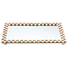 Bandeja Retangular Espelhada Onã Pedras Ouro 25x13,5cm (1un) - comprar online