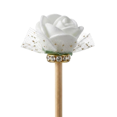 Vareta Rosa EVA com Tecido Branco e Strass 16,3mm (1un) - comprar online