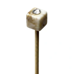 Vareta Quadrada Branca e Marrom Mesclada com Strass 25x3mm (1un)