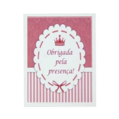 Etiqueta Obrigada pela Presença Coroa Rosa (20un)