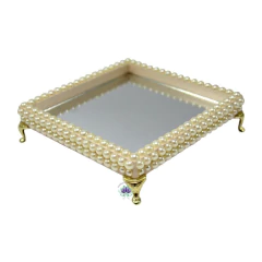Bandeja Quadrada Espelhada Atria com Pérola 16x16 (1un)
