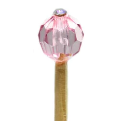 Vareta Mini Bolinha Rosa Lapidada com Strass 11x2mm (1un)