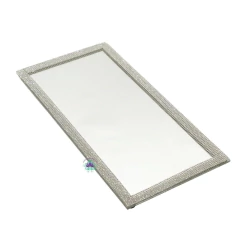 Bandeja Retangular Espelhada Tita Strass Prata 26,5x13,5 (1un)