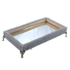 Bandeja Retangular Espelhada Lola Brilhantes Prata 24x14 (1un)