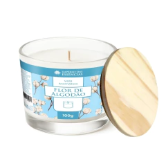 Vela Aromática Flor de Algodão - com tampa de madeira - 100g (un) - comprar online