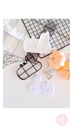 Cortante + Stamp Calabazas x 2 Boo Corazones